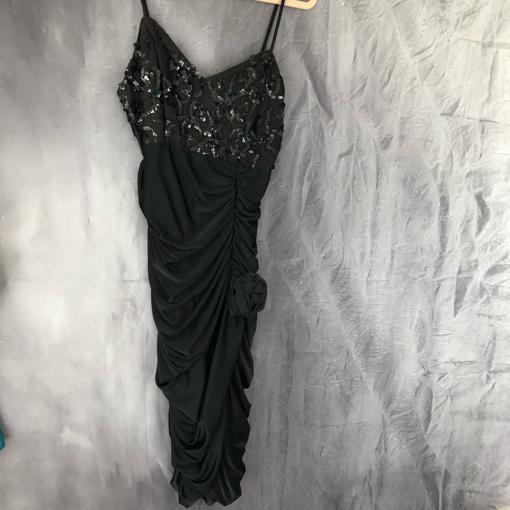 Black sequined formal dress made in USA